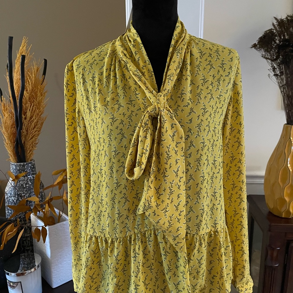 Loft Floral Peplum Bow Blouse